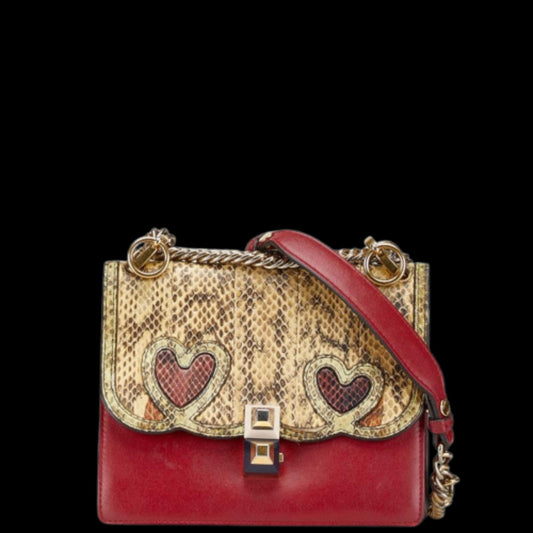 Red Leather Fendi Shoulder Bag