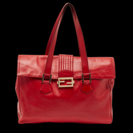 Red Leather Fendi Tote