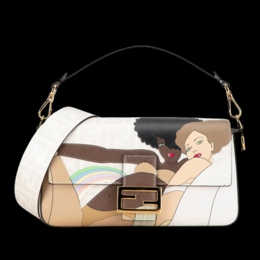 White Fabric Fendi Baguette