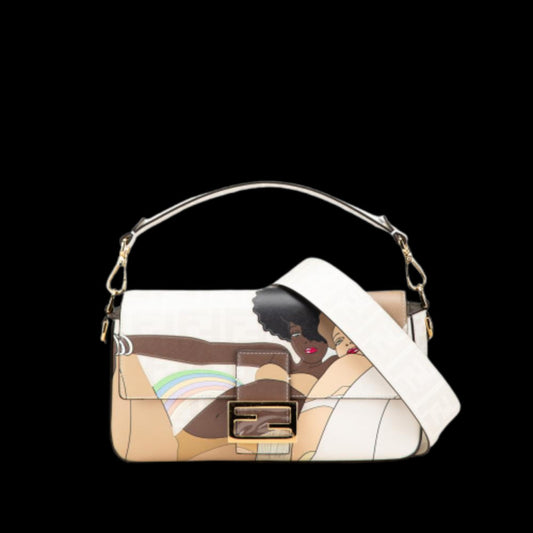 White Fabric Fendi Baguette