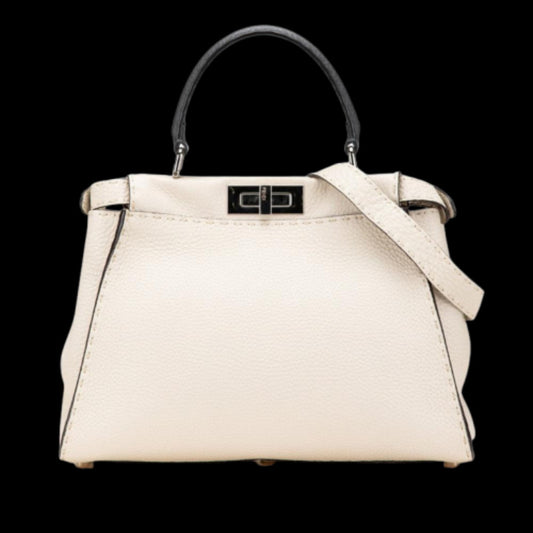 White Leather Fendi Peekaboo
