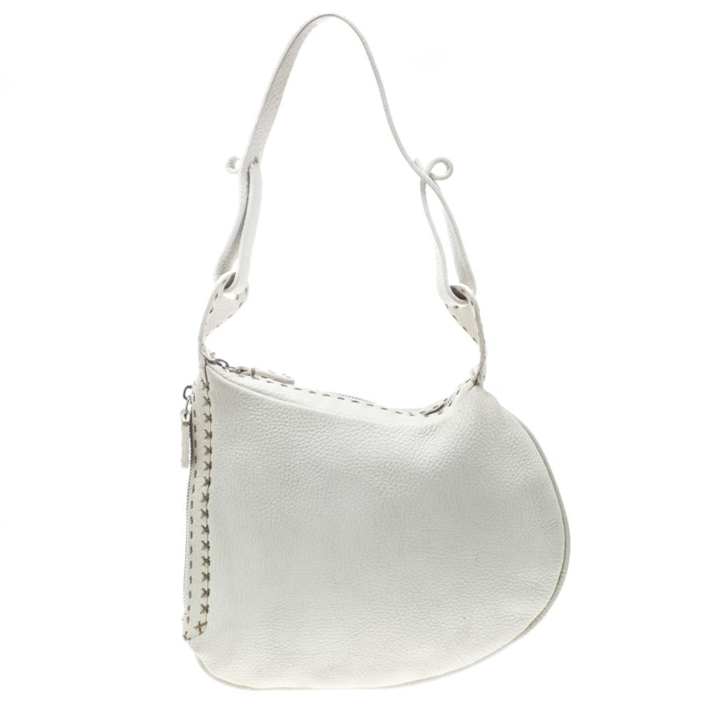White Leather Fendi Shoulder Bag