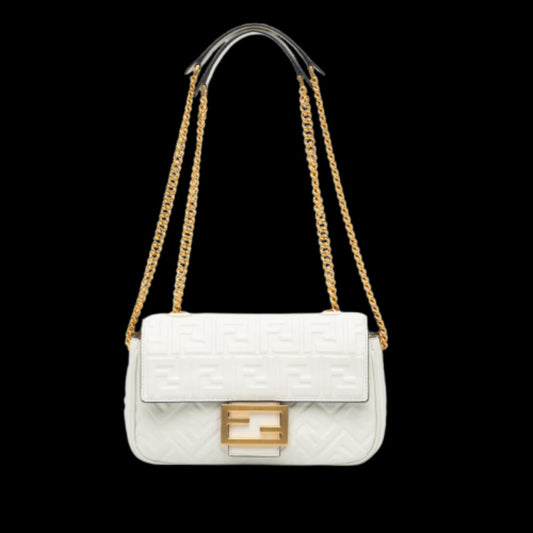 White Leather Fendi Baguette