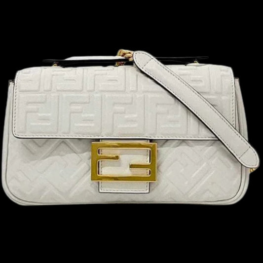 White Leather Fendi Baguette