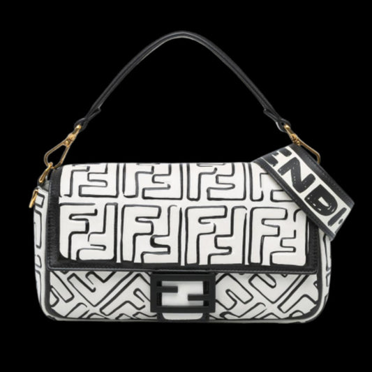 White Leather Fendi Baguette