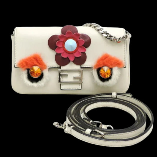 White Leather Fendi Baguette