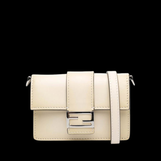 White Leather Fendi Baguette