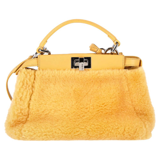 Yellow Faux Fur Fendi Peekaboo