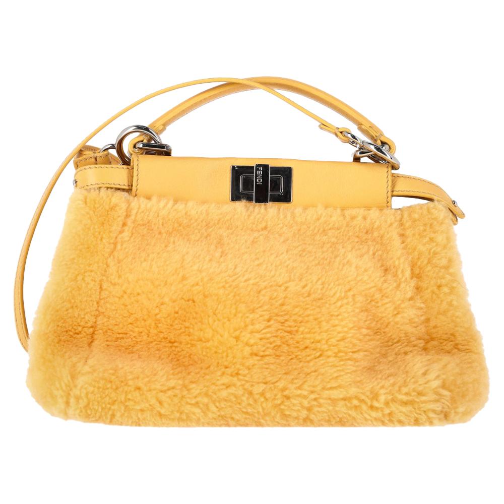 Yellow Faux Fur Fendi Peekaboo
