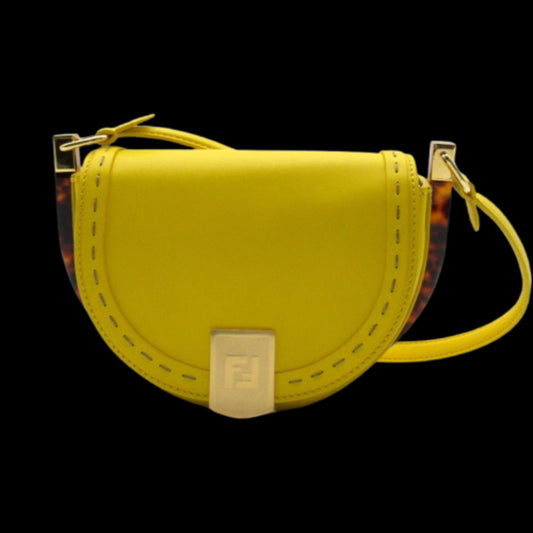 Yellow Leather Fendi Shoulder Bag