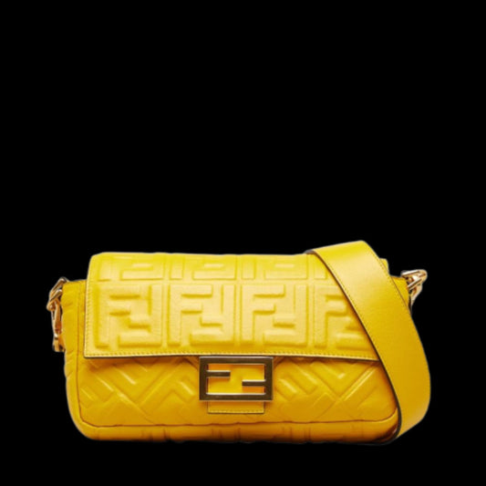 Yellow Leather Fendi Shoulder Bag