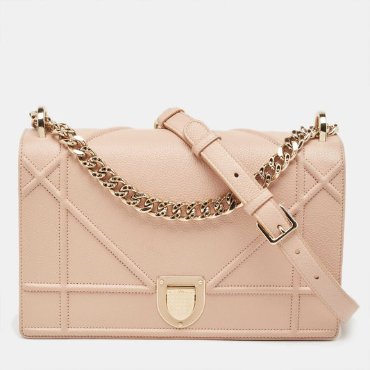 Dior Peach Leather Medium Diorama Flap Shoulder Bag