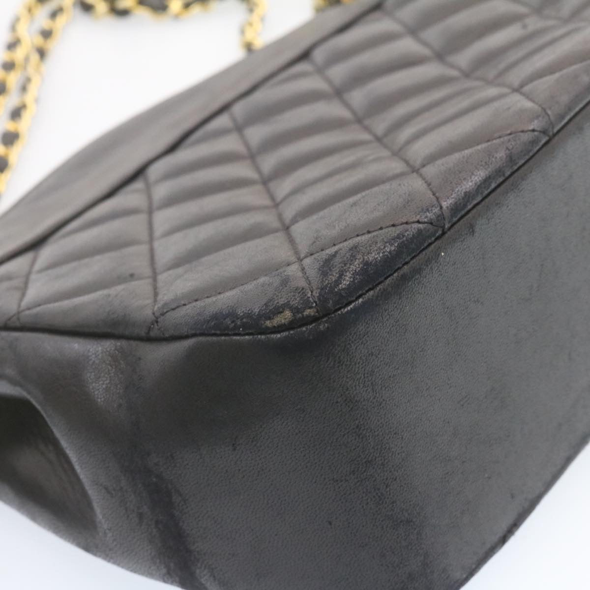 CHANEL Lamb Skin Matelasse Chain Shoulder Bag Black CC Auth am1201gA