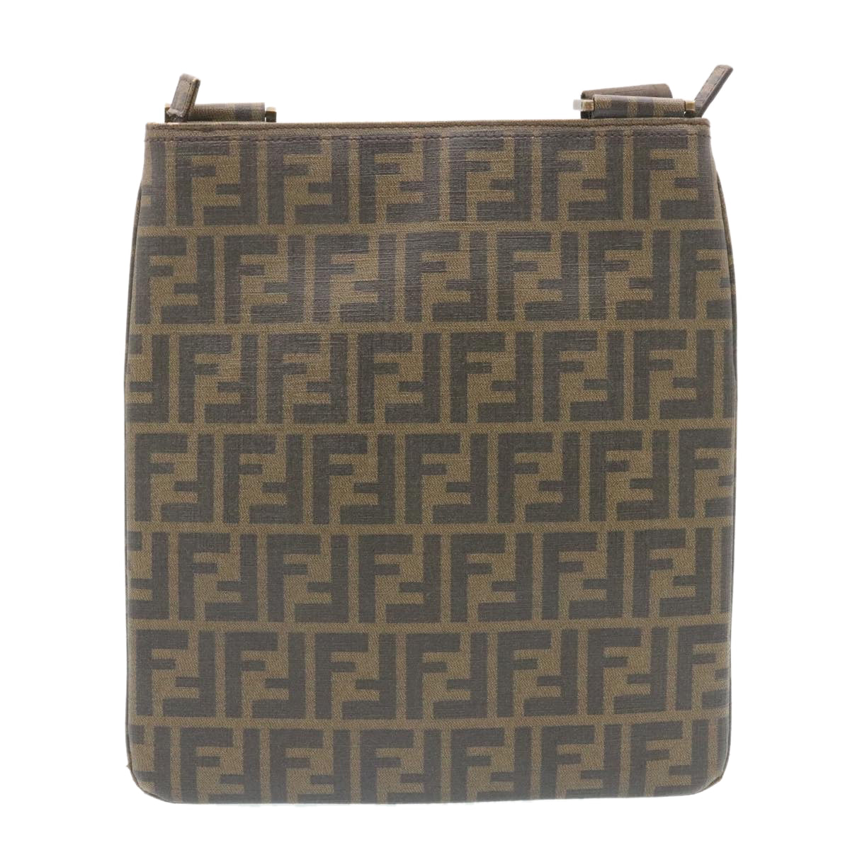 FENDI Zucca Canvas Shoulder Bag Canvas Brown Black  am2051g