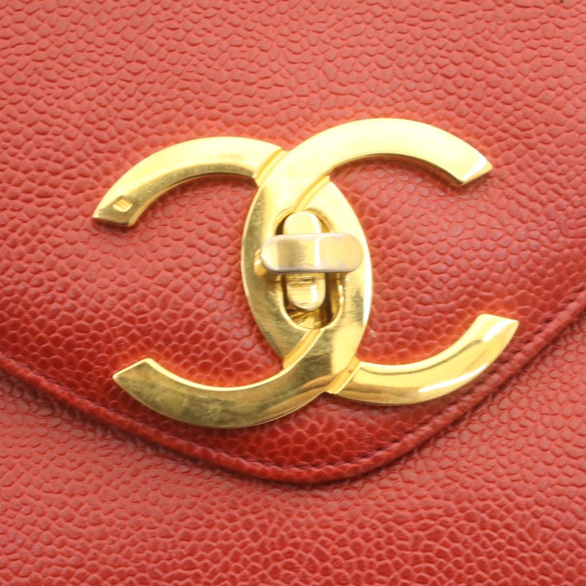 CHANEL COCO Mark Super model Chain Shoulder Bag Caviar Skin Red Auth am2162gA