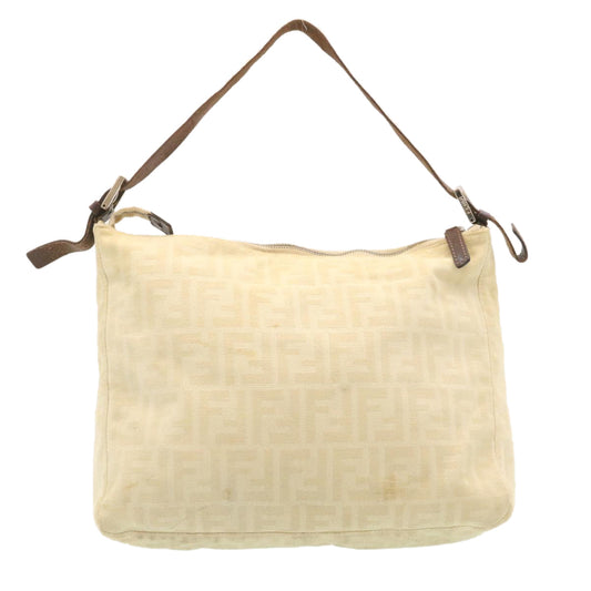 FENDI Zucca Canvas Mamma Baguette Shoulder Bag Beige Auth am2225g