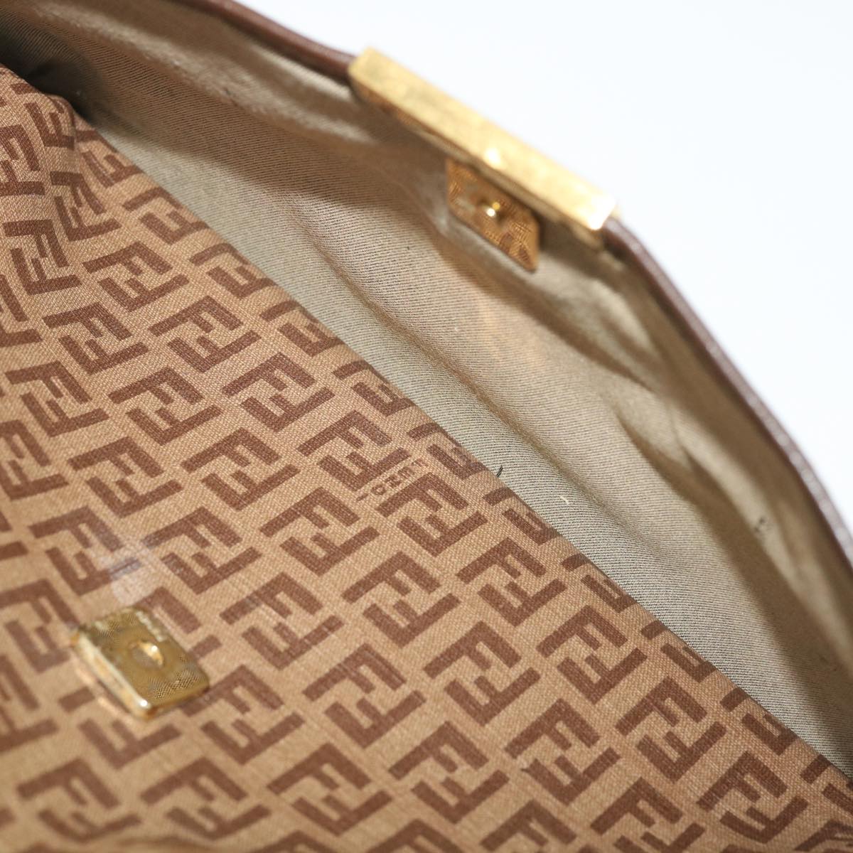 FENDI Zucchino Canvas Shoulder Bag Brown  am2491g