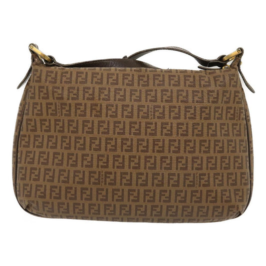 FENDI Zucchino Canvas Shoulder Bag Brown  am2491g