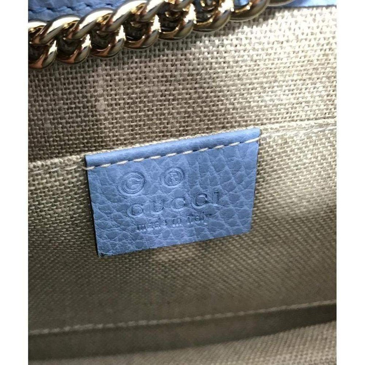 Blue Leather Marmont Interlocking GG Crossbody Bag