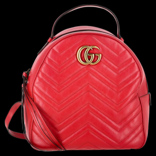 Red Leather Gucci Backpack