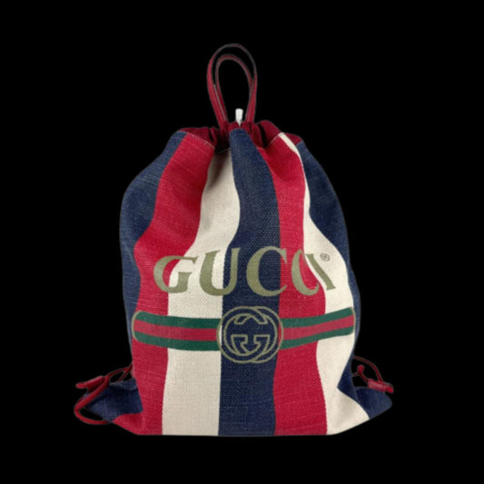 White Fabric Gucci Backpack