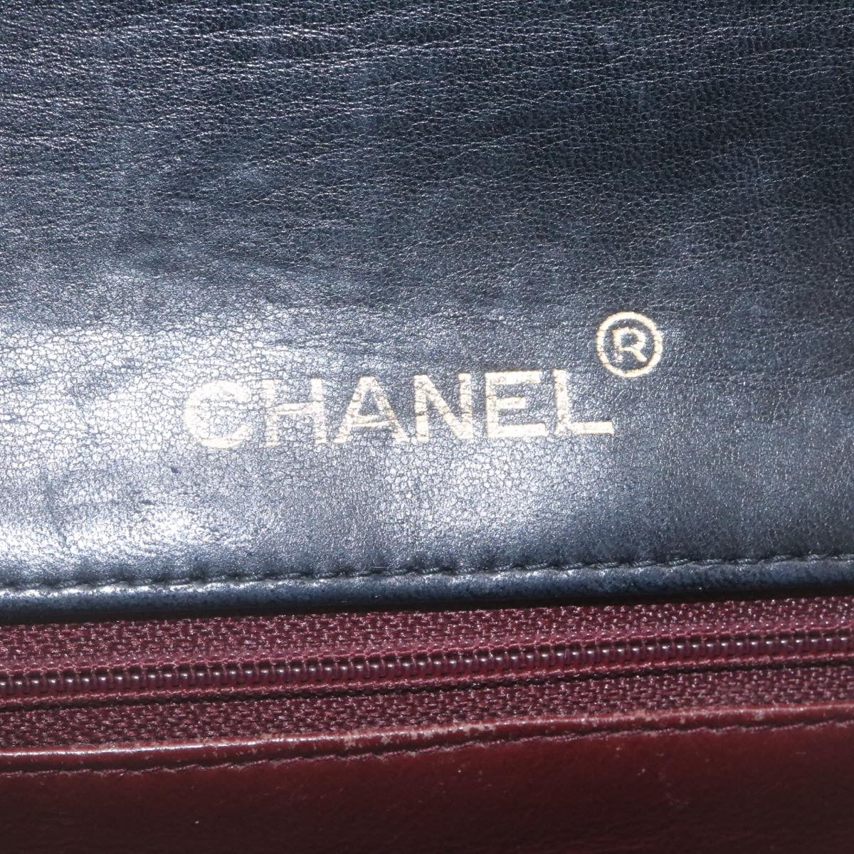 CHANEL Mini Matelasse Chain Flap Shoulder Bag Lamb Skin Black Gold Auth hs648A