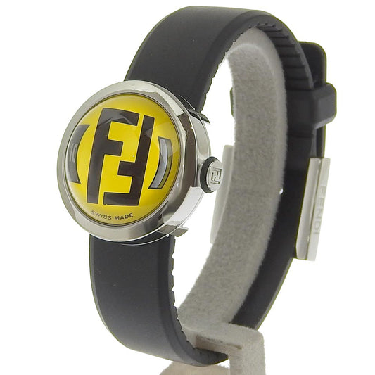 FENDI Watches Quartz 8010L Stainless Steel, Rubber Silver Boothra yellow dial Women Used