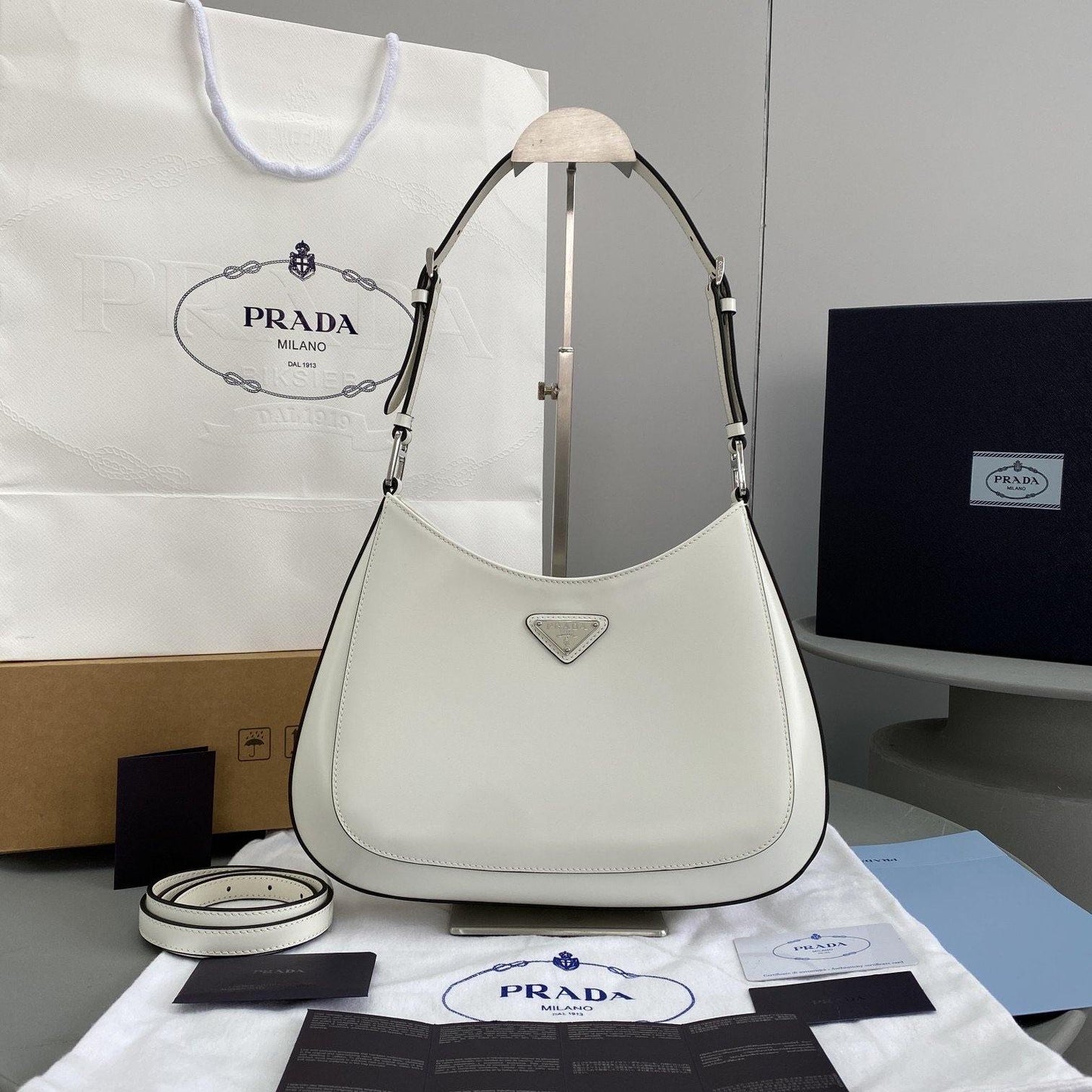 Prada Cleo Brushed Leather Shoulder Bag