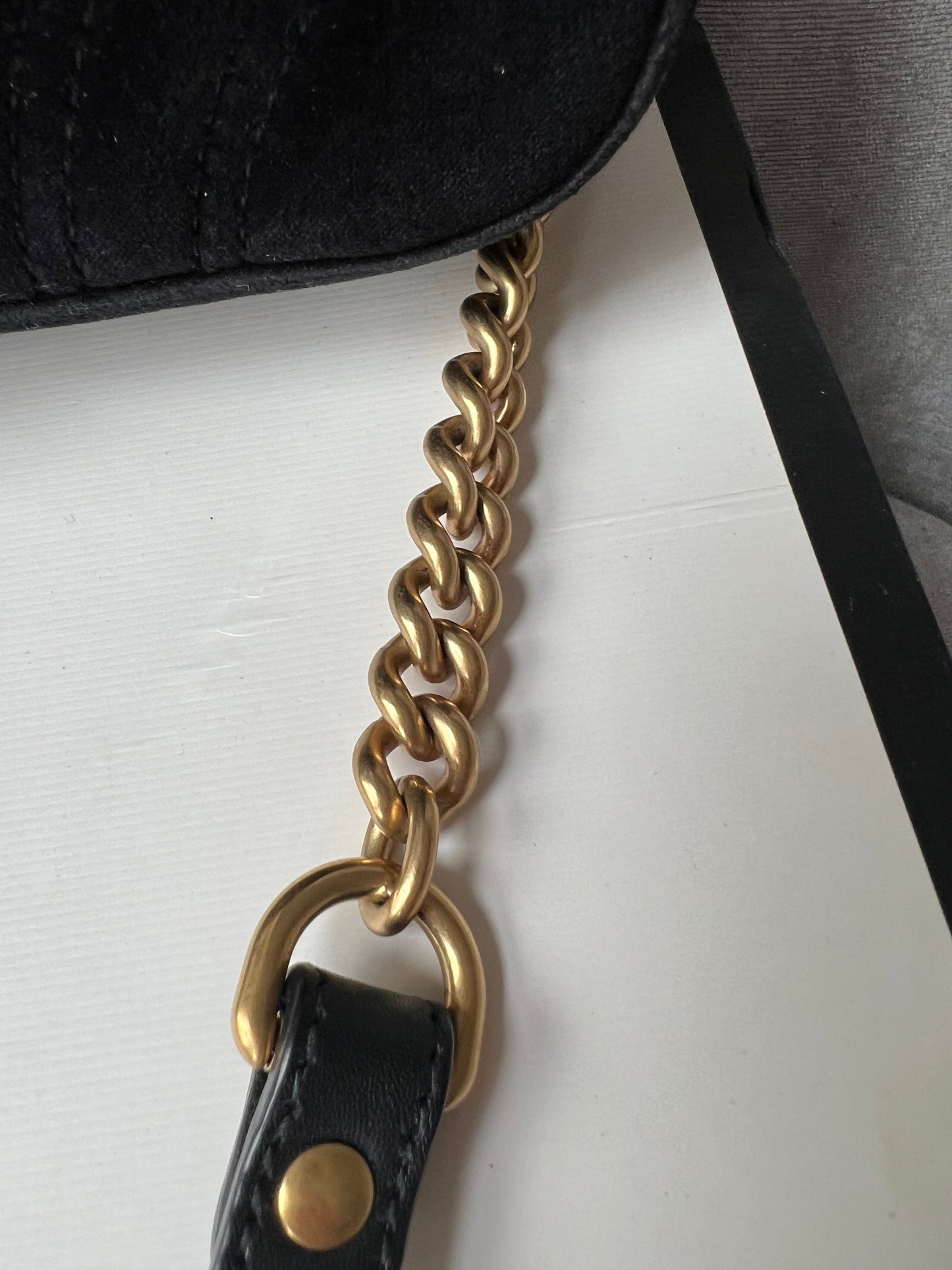 Gucci Black GG Mini Velvet Marmont Shoulder Bag