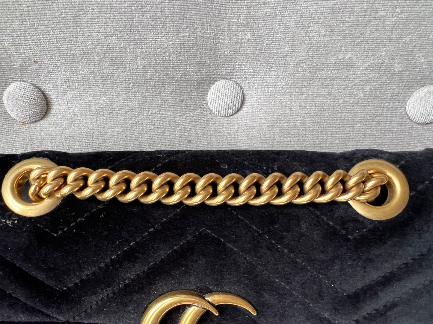 Gucci Black GG Mini Velvet Marmont Shoulder Bag