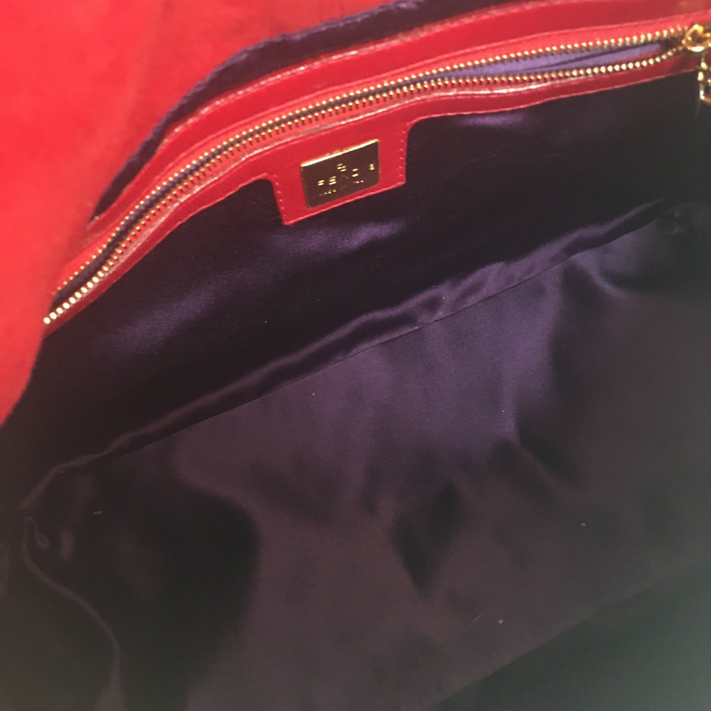 FENDI Mamma Baguette Shoulder Bag in Red Suede