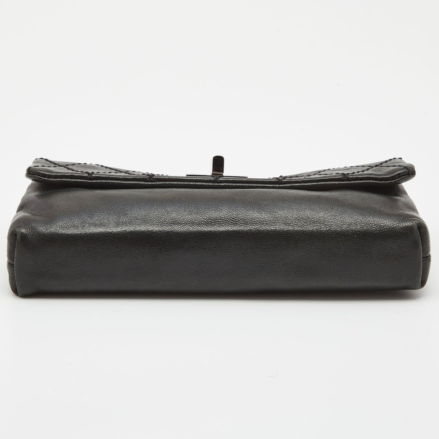 CHANEL Black Quilted Leather Mademoiselle Flap Clutch