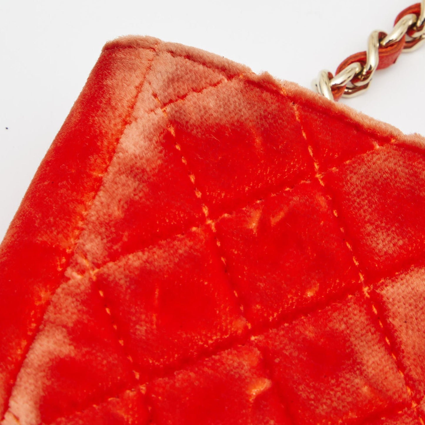 CHANEL Orange Quilted Velvet CC Mini Phone Holder Clutch