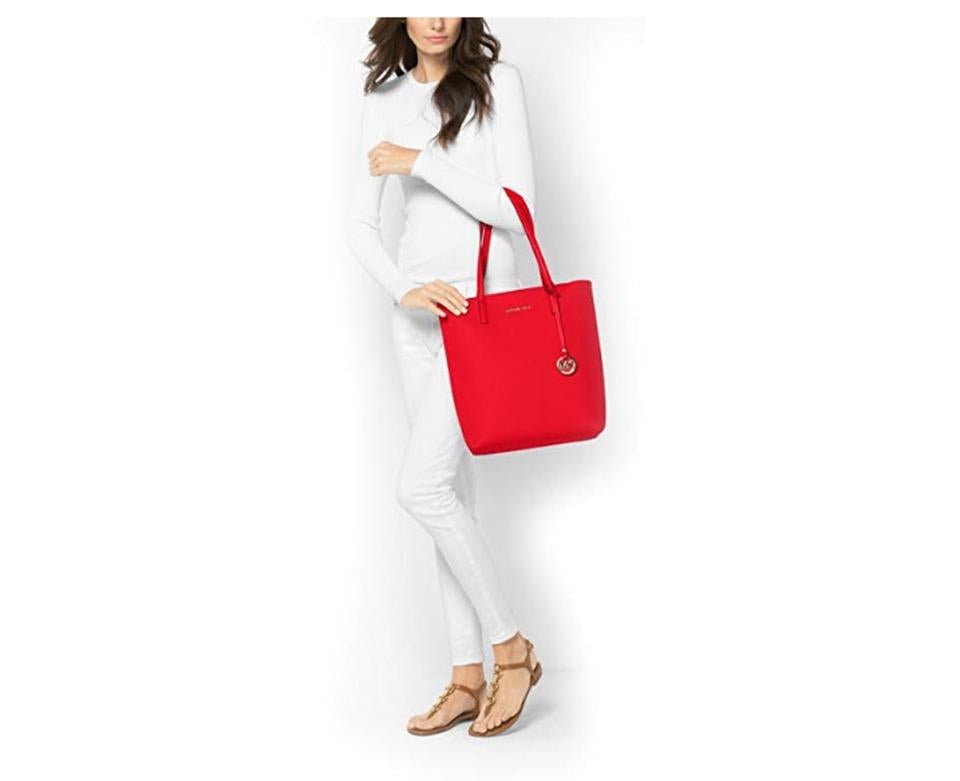 Prada Saffiano Tote Red Leahter Shoulder Bag