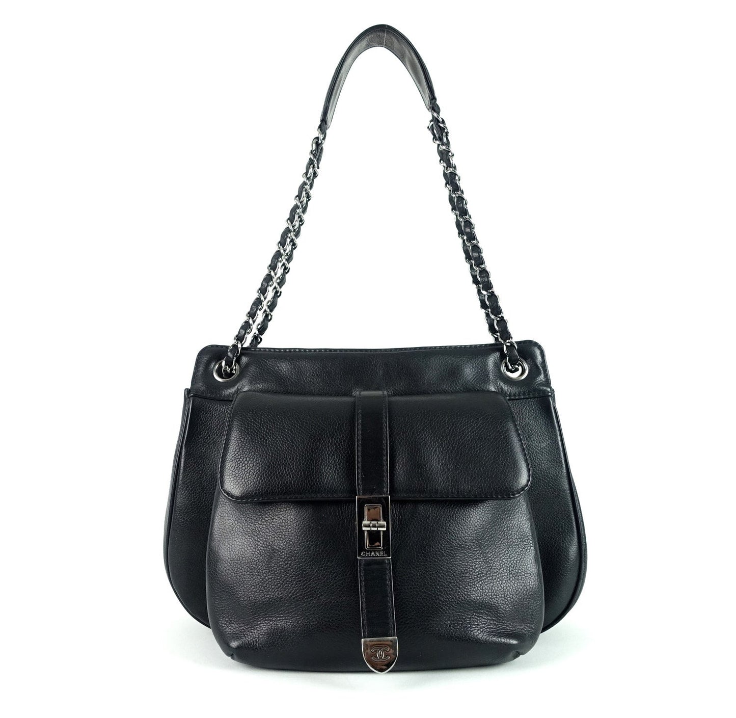 Mademoiselle Lock Caviar Leather Shoulder Bag