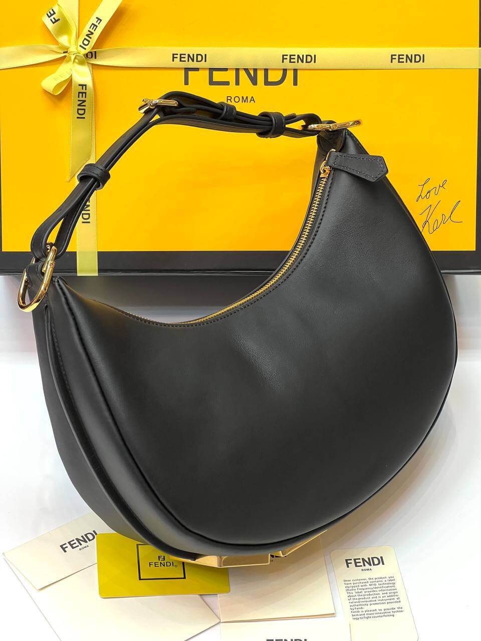 Fendigraphy Small Black leather bag