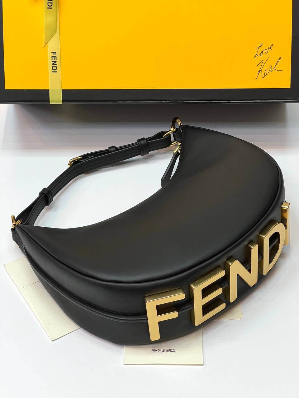 Fendigraphy Small Black leather bag