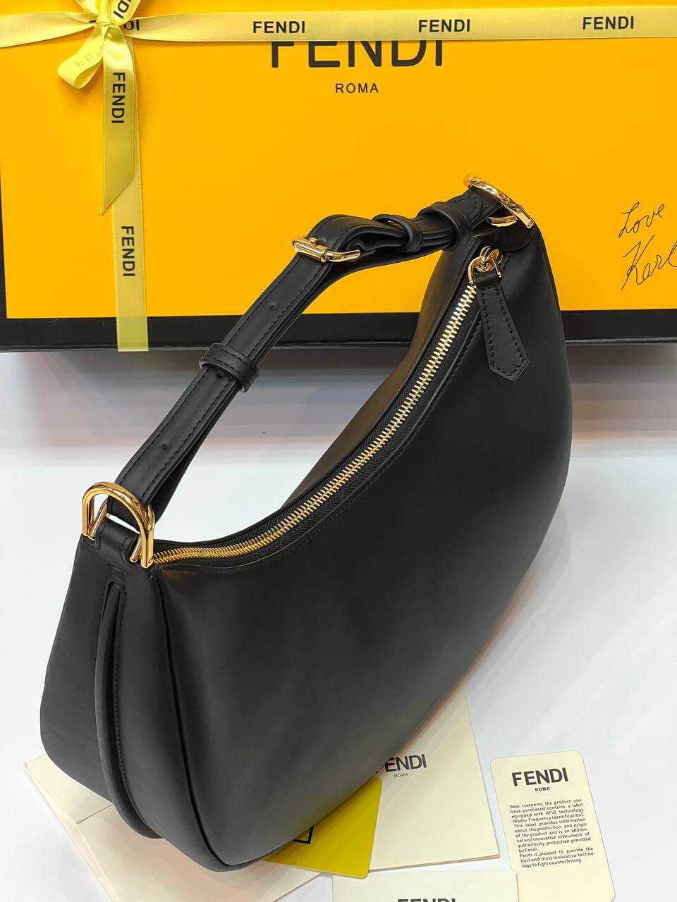 Fendigraphy Small Black leather bag