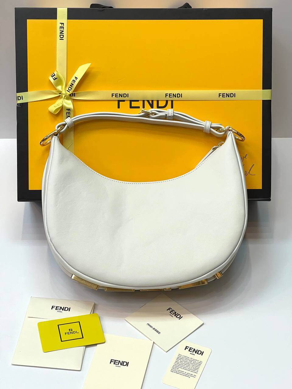 Fendigraphy Small White leather bag