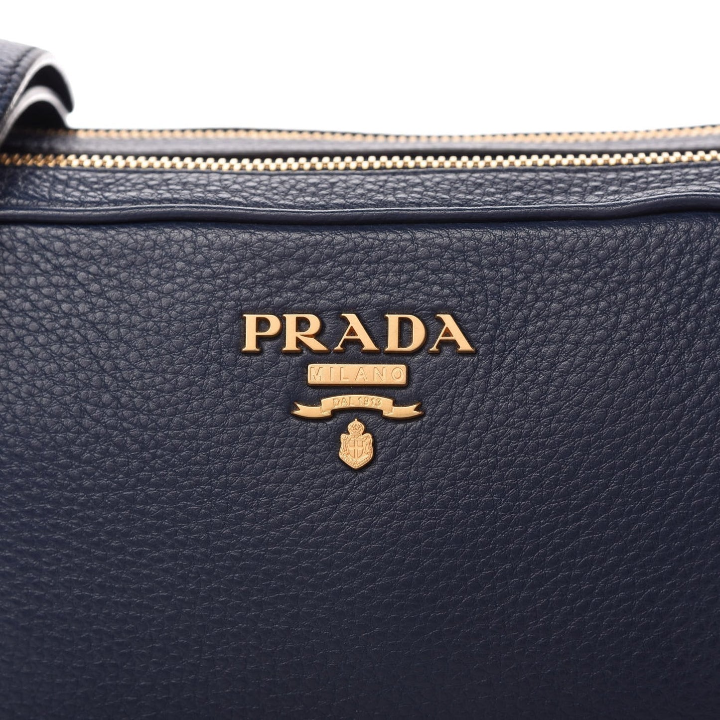 Prada Baltico Blue Vitello Phenix Leather Double Zip Crossbody Bag 1BH079