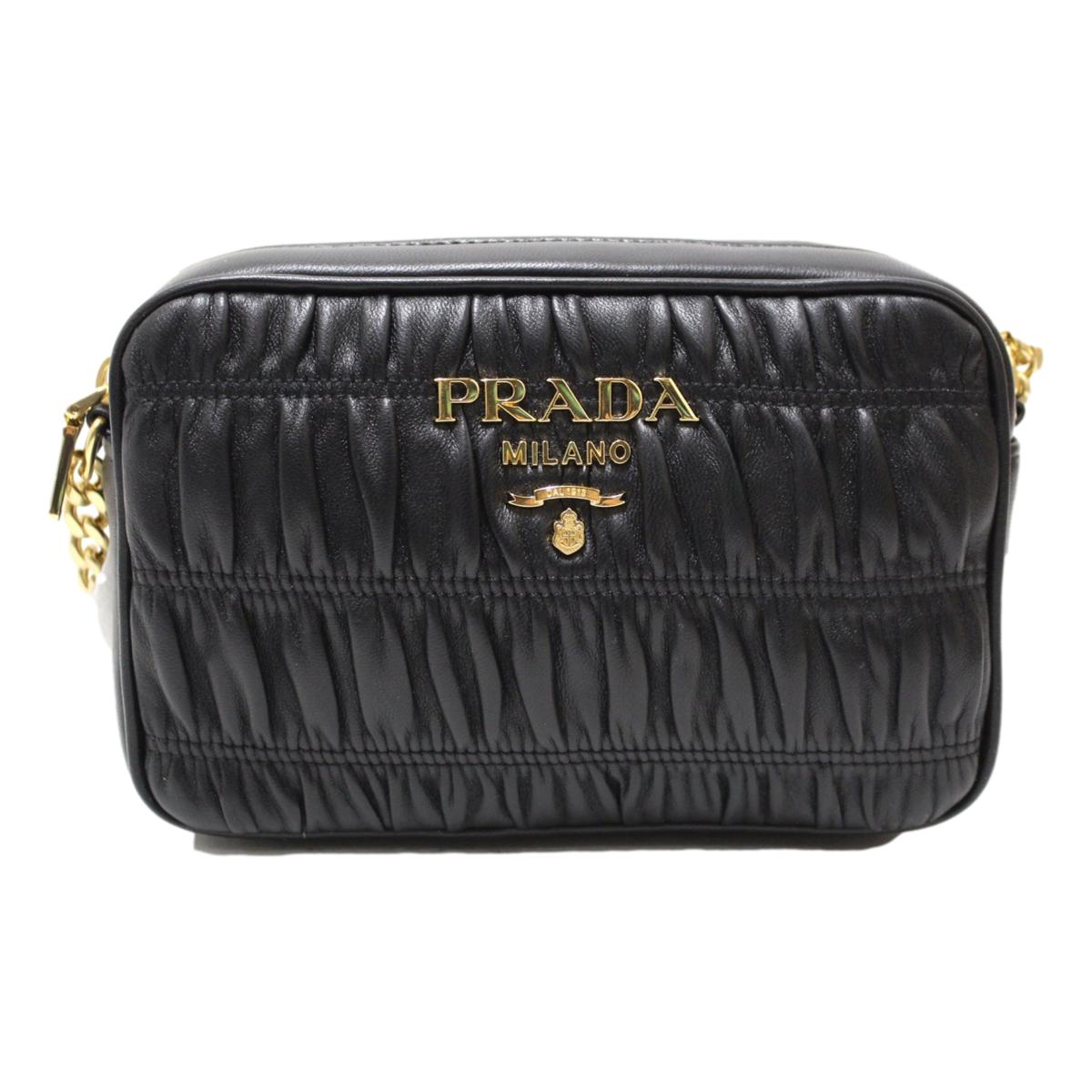 Prada Black Gaufre Leather Small Crossbody Bag 1BH112