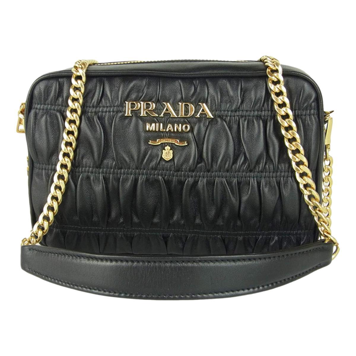 Prada Black Gaufre Leather Small Crossbody Bag 1BH112