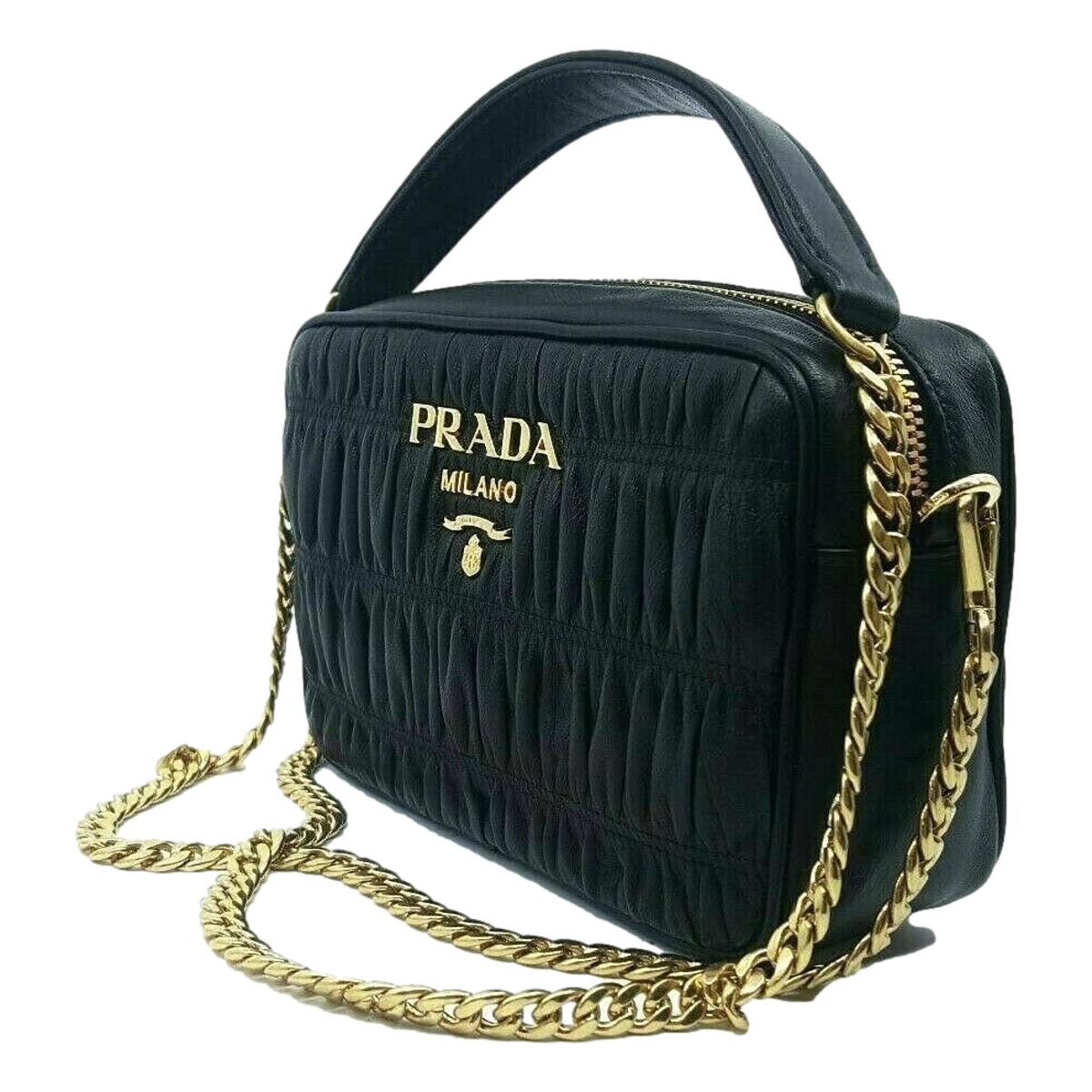 Prada Black Gaufre Leather Small Crossbody Bag 1BH112