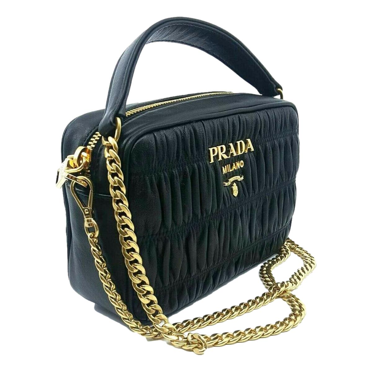 Prada Black Gaufre Leather Small Crossbody Bag 1BH112