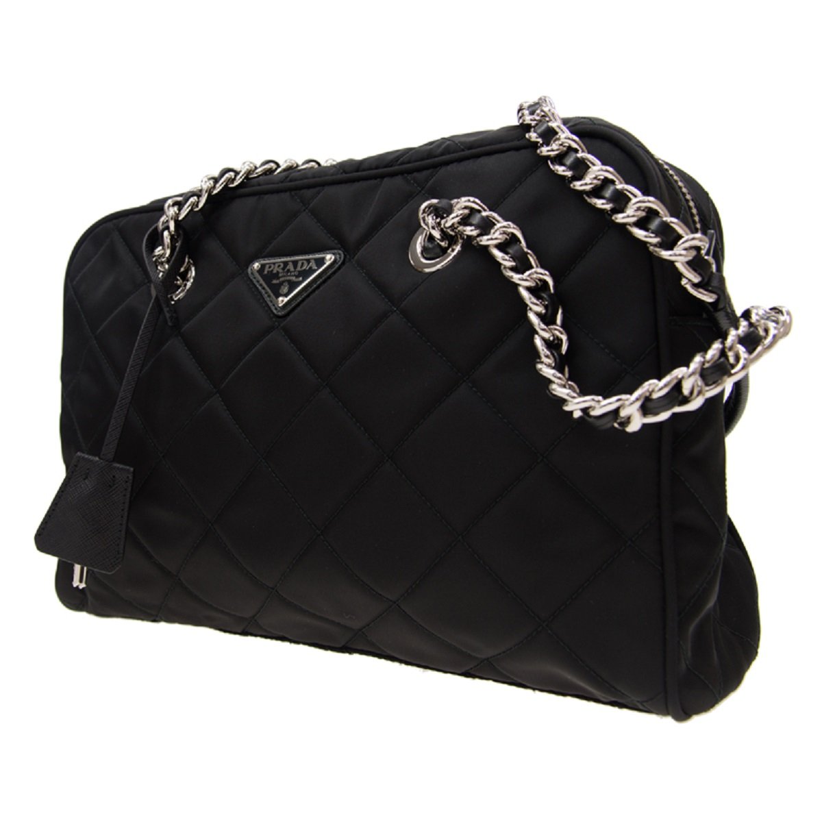 Prada Black Tessuto Nylon Quilted Shoulder Handbag 1BB903