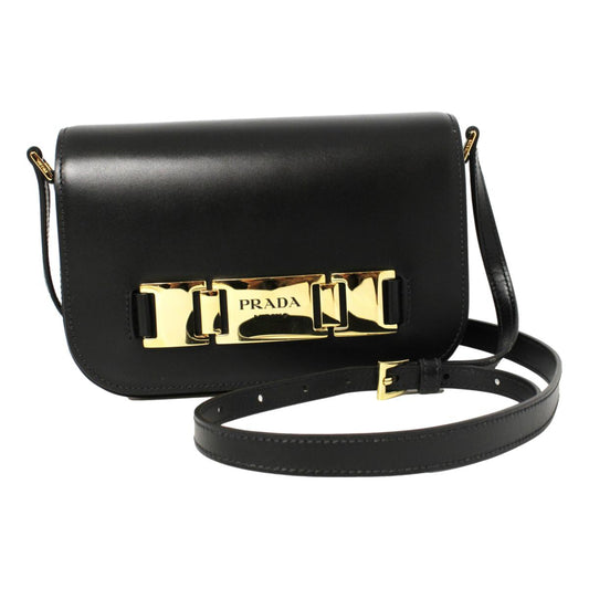 Prada City Calf Leather Black Crossbody Flap Bag 1BD244