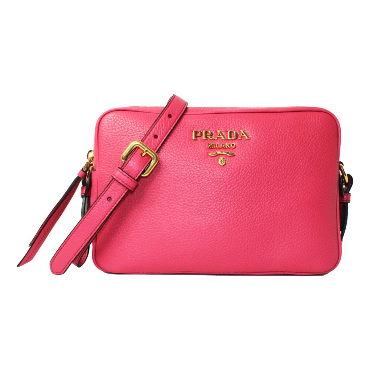 Prada Peonia Pink Vitello Phenix Leather Double Zip Crossbody 1BH079