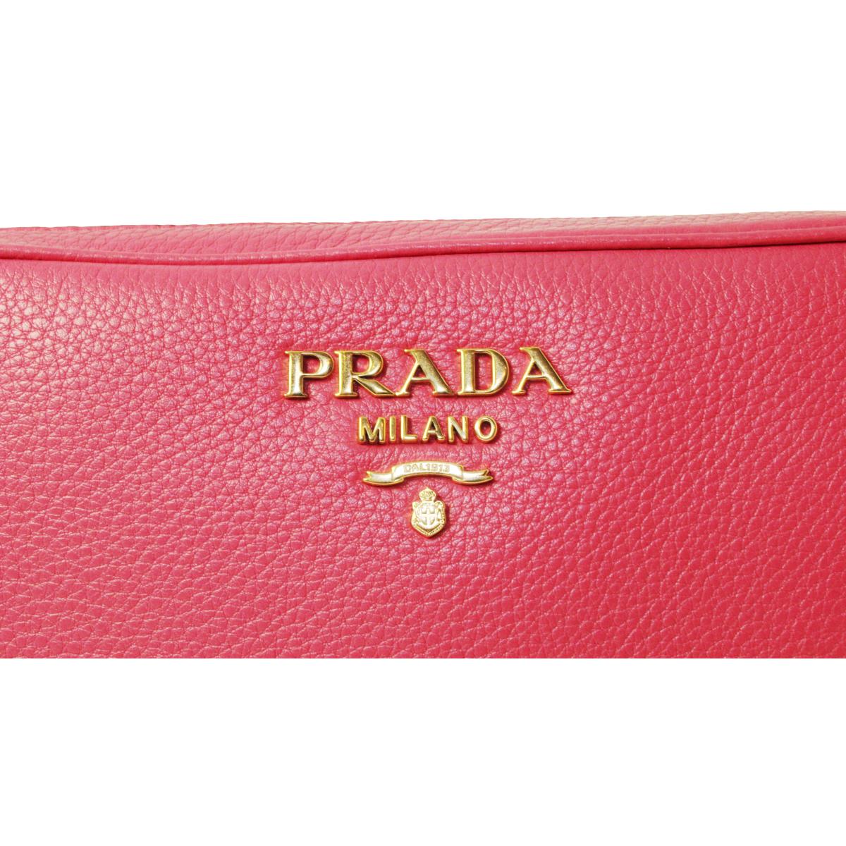 Prada Peonia Pink Vitello Phenix Leather Double Zip Crossbody 1BH079