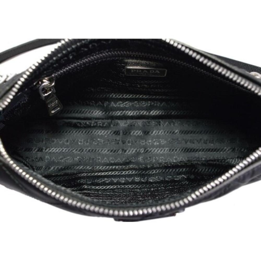 Prada Black Tessuto Nylon Quilted Chain Convertible Crossbody Bag 1BH026