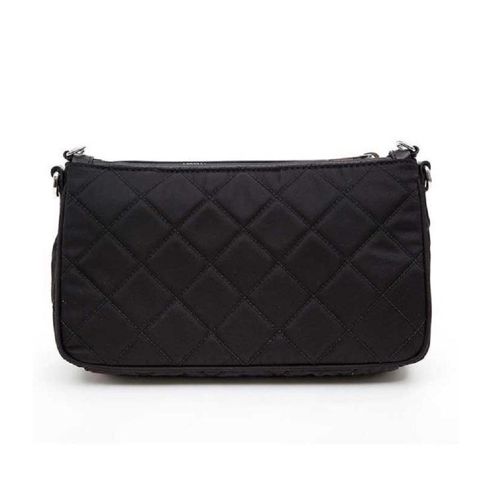 Prada Black Tessuto Nylon Quilted Chain Convertible Crossbody Bag 1BH026